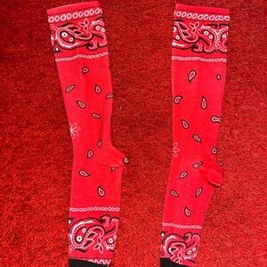 Red Bandana Print Socks